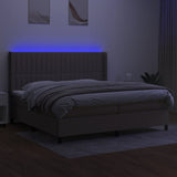 Letto a Molle Materasso e LED tortora 200x200cm in Tessuto