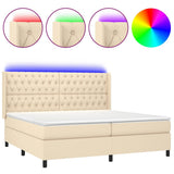 Letto a Molle Materasso e LED bianco 200x200cm in Tessuto