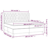 Letto a Molle Materasso e LED bianco 200x200cm in Tessuto