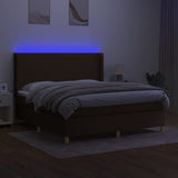 Letto a Molle Materasso e LED Marrone Scuro 160x200 cm Tessuto