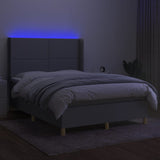 Letto a Molle Materasso e LED Grigio Chiaro 140x190 cm Tessuto