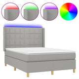 Letto a Molle Materasso e LED Grigio Chiaro 140x190 cm Tessuto