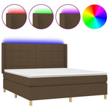 Letto a Molle Materasso e LED Marrone Scuro 160x200 cm Tessuto