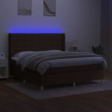 Letto a Molle Materasso e LED Marrone Scuro 160x200 cm Tessuto