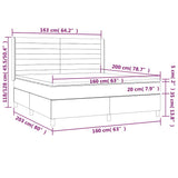 Letto a Molle con Materasso e LED Nero 160x200 cm in Tessuto