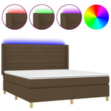 Letto a Molle Materasso e LED Marrone Scuro 160x200 cm Tessuto