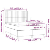 Letto a Molle con Materasso e LED Crema 140x200 cm in Tessuto