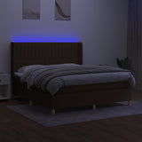 Letto a Molle Materasso e LED Marrone Scuro 160x200 cm Tessuto