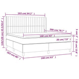 Letto a Molle Materasso e LED Marrone Scuro 160x200 cm Tessuto