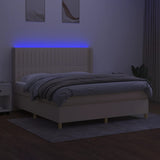 Letto a Molle con Materasso e LED Crema 180x200 cm in Tessuto