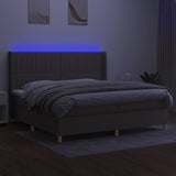 Letto a Molle Materasso e LED tortora 200x200cm in Tessuto