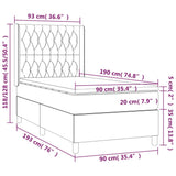 Letto a Molle con Materasso e LED Tortora 90x190 cm in Tessuto