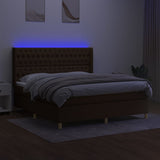 Letto a Molle Materasso e LED Marrone Scuro 160x200 cm Tessuto
