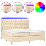 Letto a Molle Materasso e LED bianco 200x200cm in Tessuto
