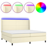 Giroletto a Molle con Materasso e LED Crema 200x200 cm