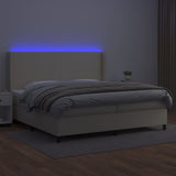 Giroletto a Molle con Materasso e LED Crema 200x200 cm
