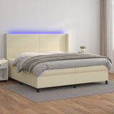 Giroletto a Molle con Materasso e LED Crema 200x200 cm