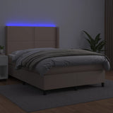 Giroletto Molle Materasso e LED Cappuccino 140x190cm Similpelle