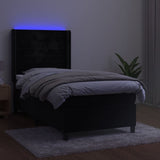 Letto a Molle con Materasso e LED Nero 90x190 cm in Velluto