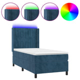 Letto a Molle con Materasso e LED Blu Scuro 80x200cm in Velluto