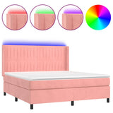 Letto a Molle con Materasso e LED Rosa 180x200 cm in Velluto