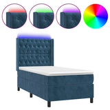 Letto a Molle con Materasso e LED Blu Scuro 80x200cm in Velluto