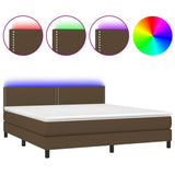 Letto a Molle Materasso e LED MarroneScuro 180x200cm in Tessuto