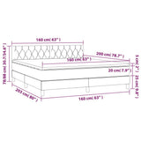 Letto a Molle con Materasso e LED Nero 160x200 cm in Tessuto