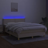 Letto a Molle con Materasso e LED Crema 140x190 cm in Tessuto