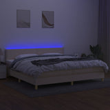 Letto a Molle Materasso e LED bianco 200x200cm in Tessuto