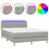 Letto a Molle Materasso e LED Grigio Chiaro 140x190 cm Tessuto
