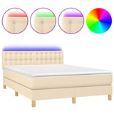 Letto a Molle con Materasso e LED Crema 140x200 cm in Tessuto