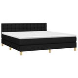 Letto a Molle con Materasso e LED Nero 160x200 cm in Tessuto