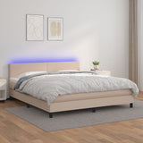 Giroletto Molle Materasso e LED Cappuccino 180x200cm Similpelle
