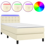 Giroletto a Molle con Materasso e LED Crema 80x200cm Similpelle