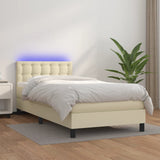 Giroletto a Molle con Materasso e LED Crema 80x200cm Similpelle