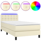 Giroletto a Molle con Materasso e LED Crema 90x190cm Similpelle