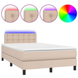 Giroletto Molle Materasso e LED Cappuccino 120x200cm Similpelle