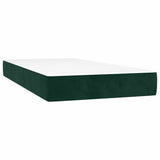 Letto a Molle con Materasso e LED Verde Scuro 90x190 cm Velluto