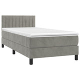 Letto a Molle con Materasso e LED Grigio Chiaro 100x200 cm Velluto