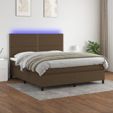 Letto a Molle Materasso e LED Marrone Scuro 160x200 cm Tessuto