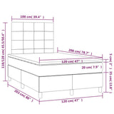Letto a Molle con Materasso e LED Tortora 120x200cm in Tessuto