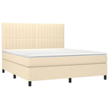 Letto a Molle con Materasso e LED Crema 160x200 cm in Tessuto