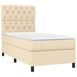 Letto a Molle con Materasso e LED Crema 80x200 cm in Tessuto