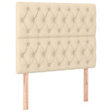 Letto a Molle con Materasso e LED Crema 90x190 cm in Tessuto