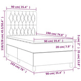 Letto a Molle con Materasso e LED Crema 90x190 cm in Tessuto