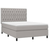 Letto a Molle Materasso e LED Grigio Chiaro 140x190 cm Tessuto