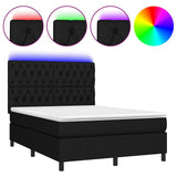 Letto a Molle con Materasso e LED Nero 140x200 cm in Tessuto