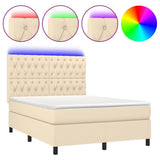 Letto a Molle con Materasso e LED Crema 140x200 cm in Tessuto
