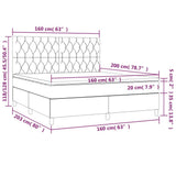 Letto a Molle con Materasso e LED Tortora 160x200 cm in Tessuto